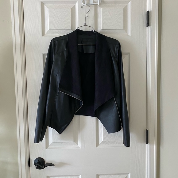 Faux Leather Drape Front Jacket | Poshmark